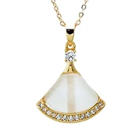 by Adina Eden Pave Mother Of Pearl Fan Shell Pendant Necklace