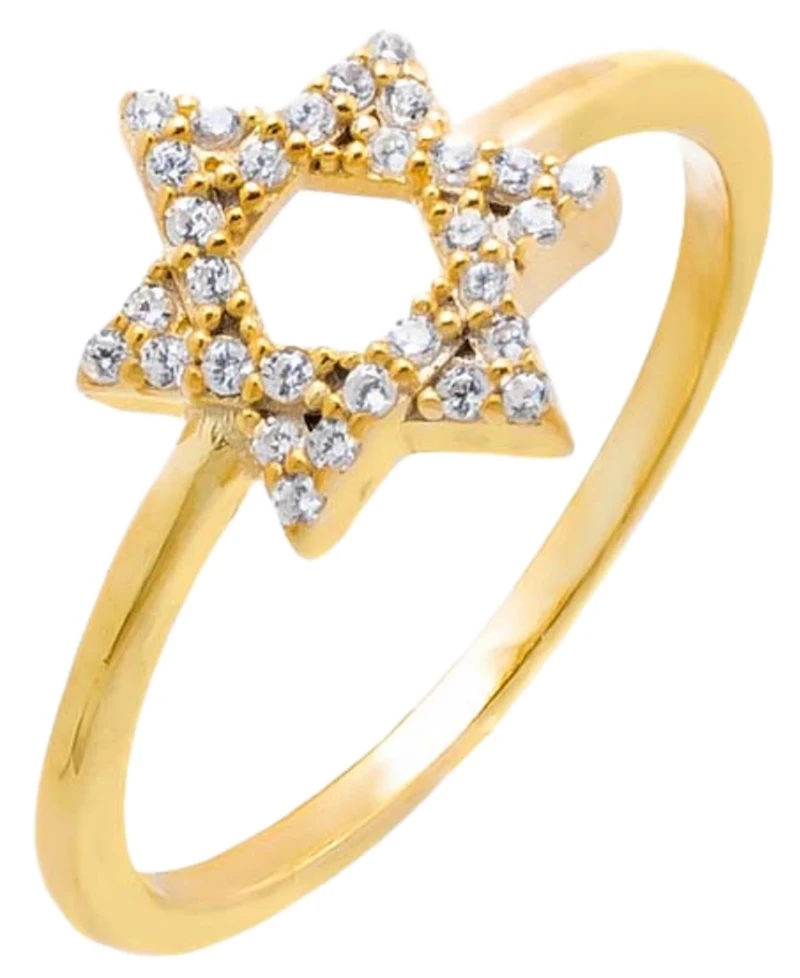 by Adina Eden Pave Gold Plated Star Of David Ring