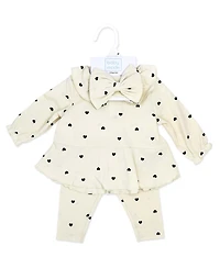 Baby Mode Girls' Tiny Hearts Print Top, Leggings and Headband, 3-Piece Set