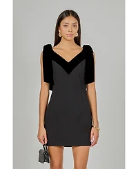 endless rose Women's Velvet Detail Mini Dress