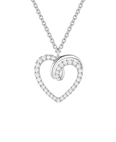 Macy's Diamond (1/3 ct. t.w.) Heart Pendant Necklace in 10k White Gold