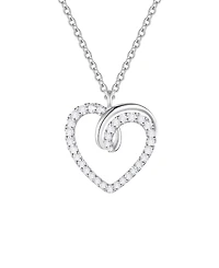 Macy's Diamond (1/3 ct. t.w.) Heart Pendant Necklace in 10k White Gold