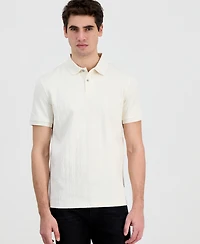 Guess Men's All-Over Jacquard Knit Polo Shirt