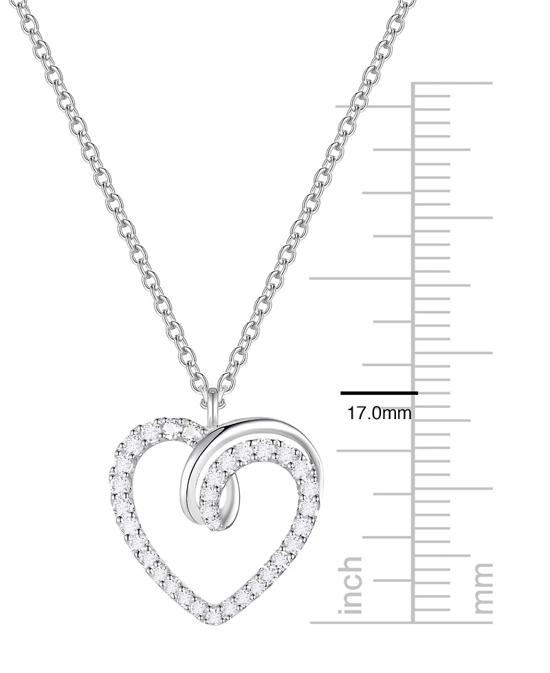 Macy's Diamond (1/3 ct. t.w.) Heart Pendant Necklace in 10k White Gold