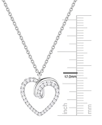 Macy's Diamond (1/3 ct. t.w.) Heart Pendant Necklace in 10k White Gold