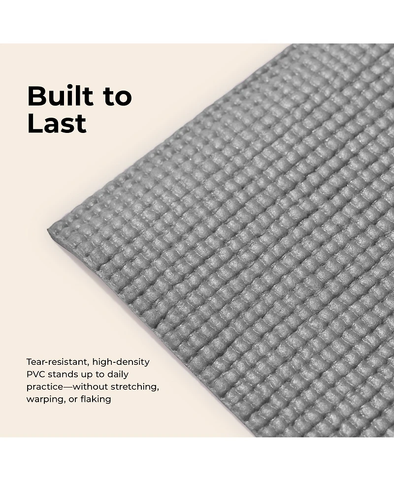 Sunny Health & Fitness Durable Tear-Resistant Yoga Mat, Grey
