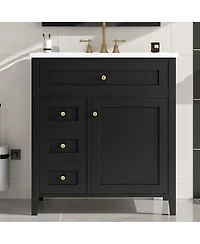 Casainc Bathroom Vanity with Sink 3 Drawers and Adjustable Shelf Freestanding Storage