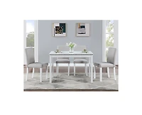 sumyeg 5-Piece Crystal Accent Wood Dining Set with Rectangular Kitchen Table and 4 Upholstered Chairs