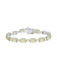 Suzy Levian Gala Collection Sterling Silver Emerald-Cut Cubic Zirconia Tennis Bracelet