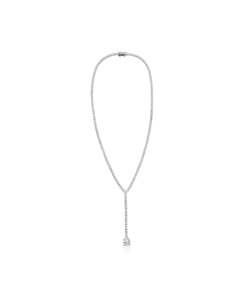 Suzy Levian New York Gala Collection Sterling Silver Pear-Cut Cubic Zirconia Drop Lariat Tennis Necklace