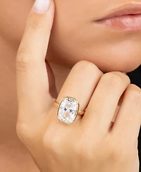 Sterling Forever Elongated Clear Cubic Zirconia Cocktail Ring