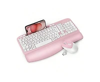 Risokeys Wireless Keyboard and Mouse Combo - Full-Sized Keyboard with Cushioned Palm Rest, Phone Holder, 2.4G Cordless Set for Computer, Laptop, Pc