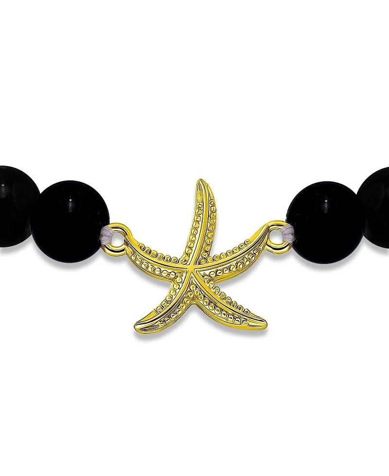 Macy's Picture Jasper Beads and Starfish Charm Gold Plated Stretch Bracelet