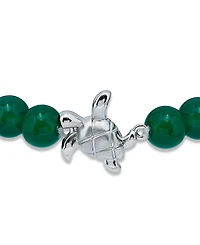 Macy's Howlite Chrysocolla Sodalite Beads and Sea Turtle Charm Station Silver Plated Stretch Bracelet