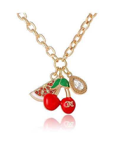 Juicy Couture Cherry & Watermelon Charm Necklace - 18 + 2'' Chain