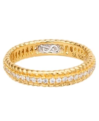 Suzy Levian Sterling Silver Cubic Zirconia French Filigree Eternity Band