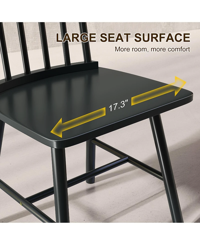 Homcom Dining Chairs Set of 2, Farmhouse Rubber Wood Kitchen Chairs