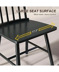 Homcom Dining Chairs Set of 2, Farmhouse Rubber Wood Kitchen Chairs