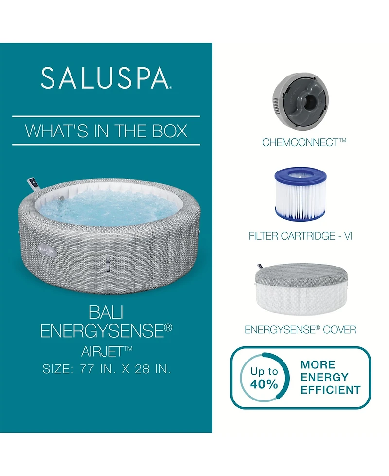 Bestway SaluSpa Bali Smart AirJet Inflatable Hot Tub w/ Energy Sense Cover.