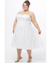 Celebrations by Sydney's Closet Women's Sweetheart Strapless Lace Bustier Party Dress