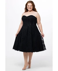 Celebrations by Sydney's Closet Women's Sweetheart Strapless Lace Bustier Party Dress