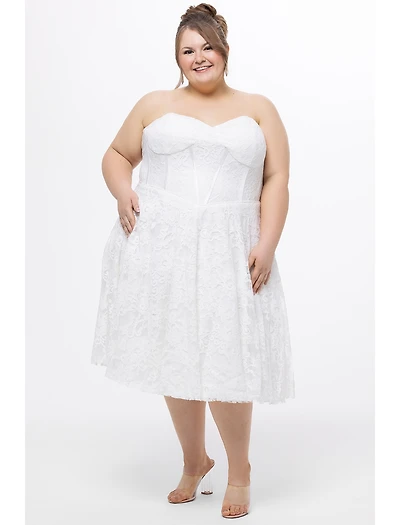 Celebrations by Sydney's Closet Women's Sweetheart Strapless Lace Bustier Party Dress