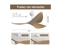 Sofucor 52-Inch Modern Lightweight White Ceiling Fan with Remote Control and 3 Blades