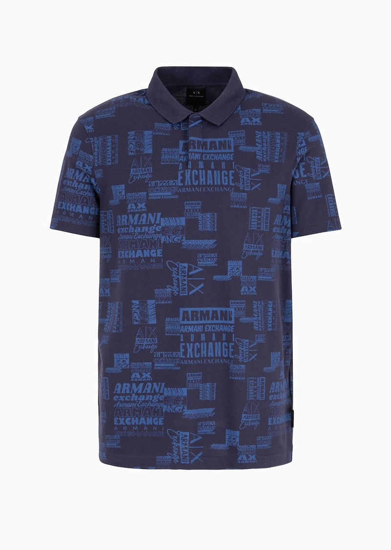 A|X Armani Exchange Men's Regular-Fit Night Sky Logo Pique Polo Shirt