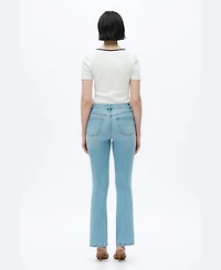 Bayeas Women's High-Rise Rhinestone-Embellished Flare Jeans