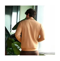 Campus Sutra Men's Rust Orange Panel-Stitch Knit Sweatshirt