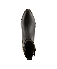L`Artiste Women's Leather Ankle Boot, With Zipper Closure, Cushioned Insole, Faux Fur Lining