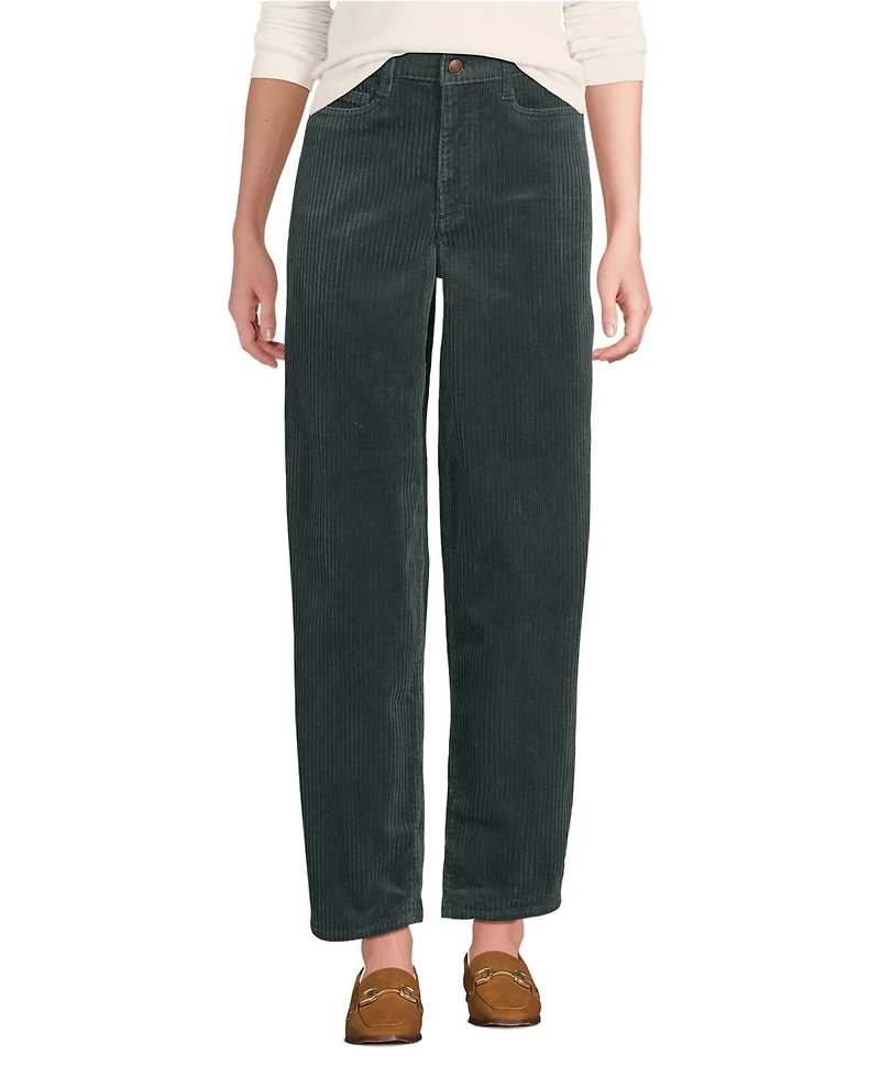 Lands' End Women's Corduroy High Rise Barrel Leg Ankle Pants