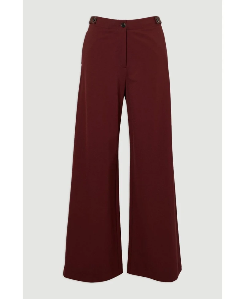 Karen Millen Women's Ponte Pu Wide Leg Pants.