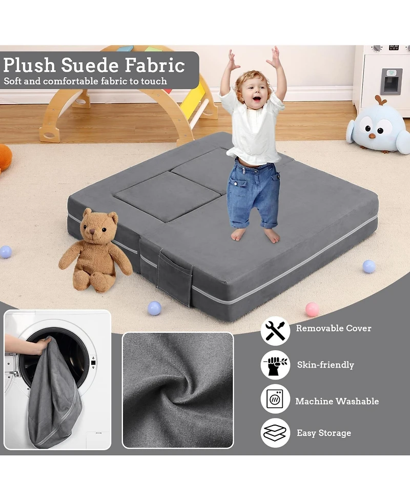 gaomon Kids Couch 3PCs Modular Play Couch, Toddler Convertible Sofa Foam Floor for Children, Bed Creative Set