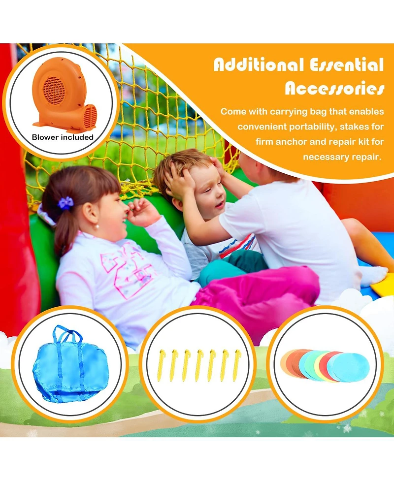 Hongge Inflatable Kids Bounce House with Slide, Climbing Wall, and 550W Air Blower