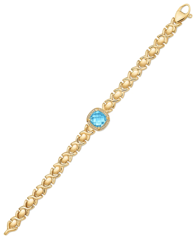 Citrine (3-3/8 ct. t.w.) & White Topaz (1/3 Xoxo Link Bracelet 14k Gold-Plated Sterling Silver