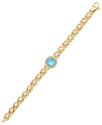 Citrine (3-3/8 ct. t.w.) & White Topaz (1/3 Xoxo Link Bracelet 14k Gold-Plated Sterling Silver