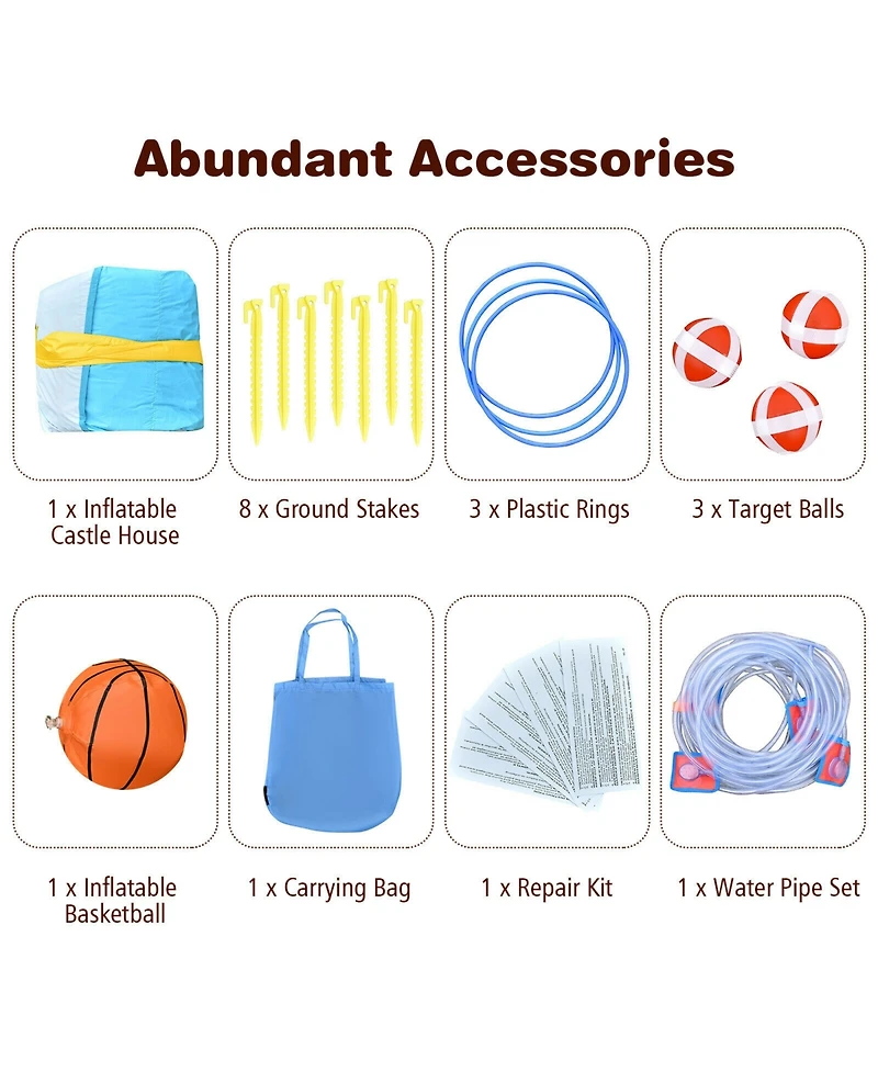 Skonyon 8 in 1 Inflatable Water Slide Park Bounce House Without Blower