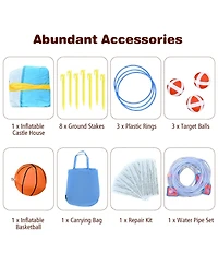 Skonyon 8 in 1 Inflatable Water Slide Park Bounce House Without Blower