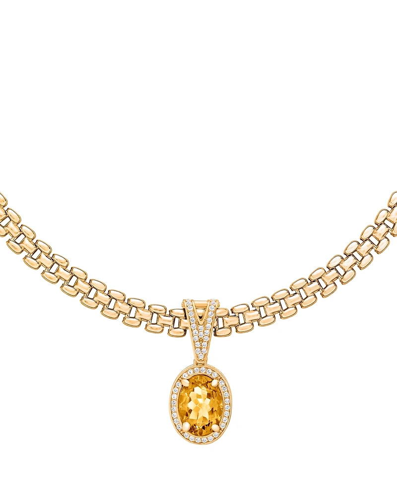 Amethyst (5-3/8 ct. t.w.) & White Topaz (3/4 Panther Link 18" Necklace 14k Gold-Plated Sterling Silver