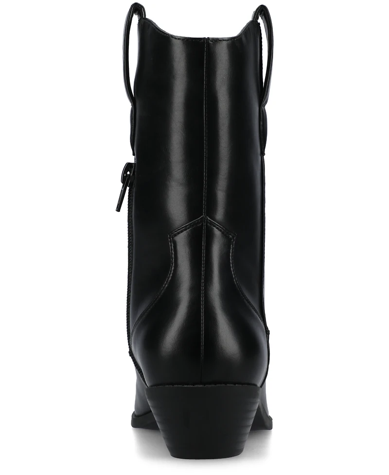 Journee Collection Women's Fritzie Western Pointed Toe Comfort Ankle Booties