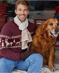 Lands' End Men's Long Sleeve Holiday Birdseye Crewneck Sweater