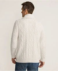 Lands' End Men's Tall Long Sleeve Cotton Blend Cable Shawl Cardigan