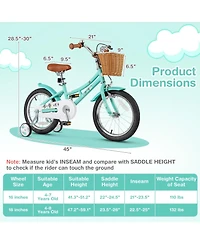 Gymax 16'' Kids Bike w/ Height Adjustable Handlebar Seat Basket Bell Training Wheels