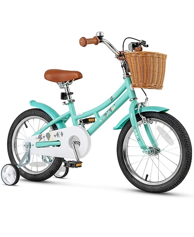 Gymax 16'' Kids Bike w/ Height Adjustable Handlebar Seat Basket Bell Training Wheels