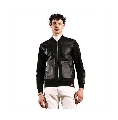 Campus Sutra Men's Onyx Black Self-Block Bomber Jacket