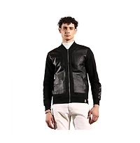 Campus Sutra Men's Onyx Black Self-Block Bomber Jacket