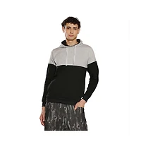 Campus Sutra Men's Coin Grey & Onyx Black Block Pullover Hoodie