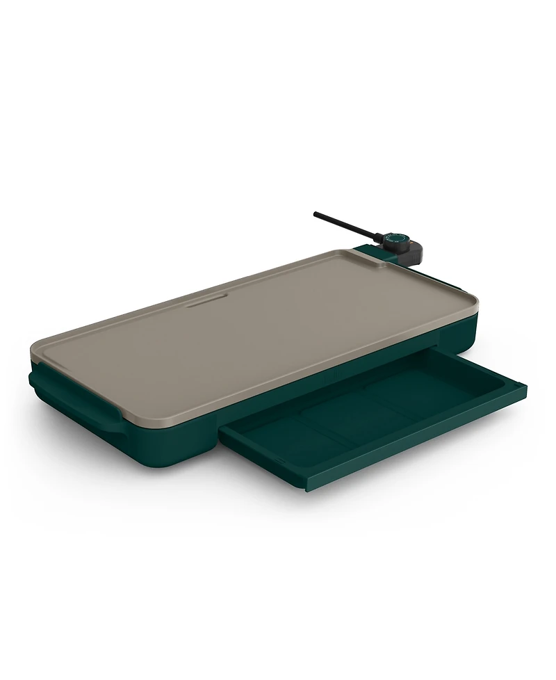 Bella 10" x 20" Griddle with Warming Tray, Forest Green