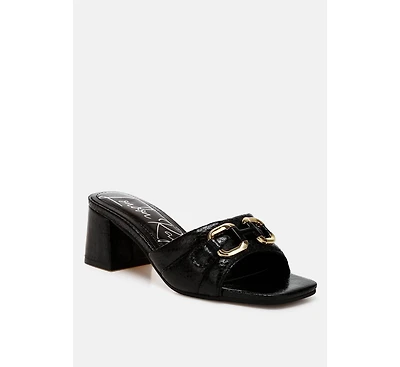 London Rag Womens Bellamy Horsebit Detail Snake Print Sandals